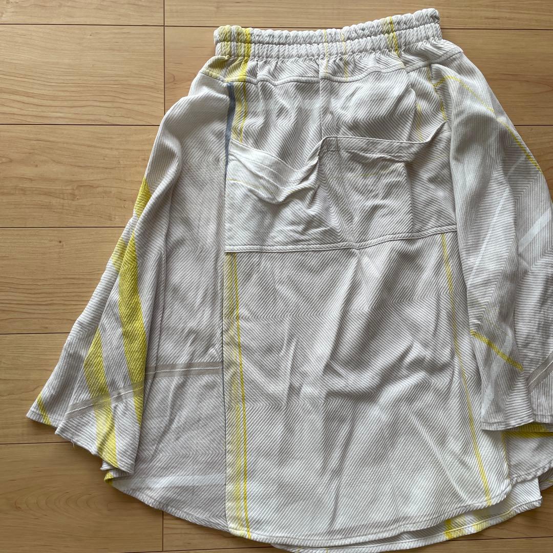 ストライプ フレアスカート ホワイト/イエロー