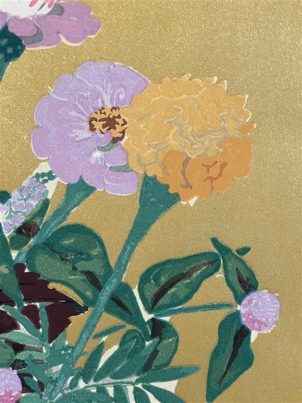 ゆ*♪様 「真作」小倉遊亀「紫蘇の花」木版画　11/280　証書付き