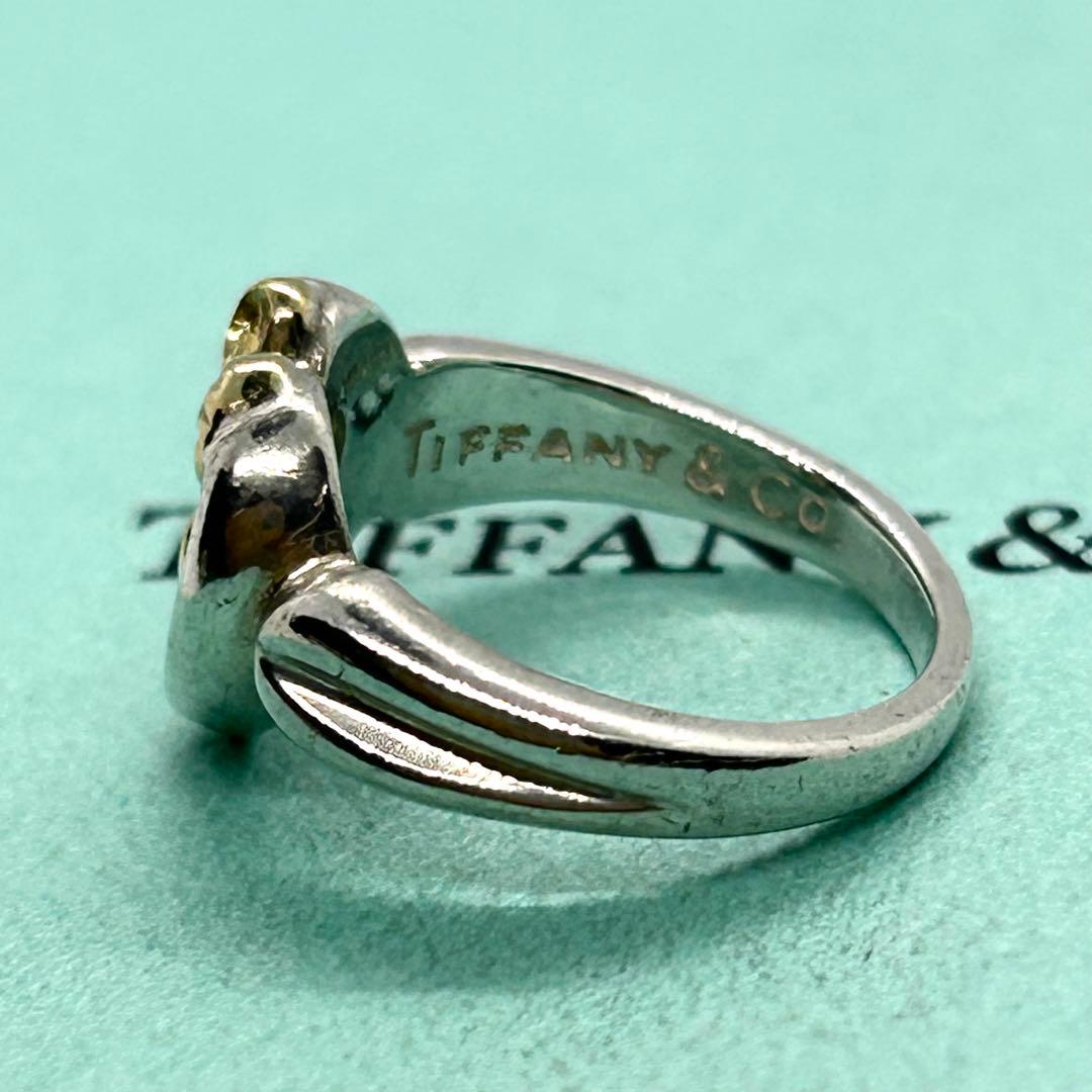 ティファニー オープンハートリボン リング 5号 925×750 コンビ 可愛い