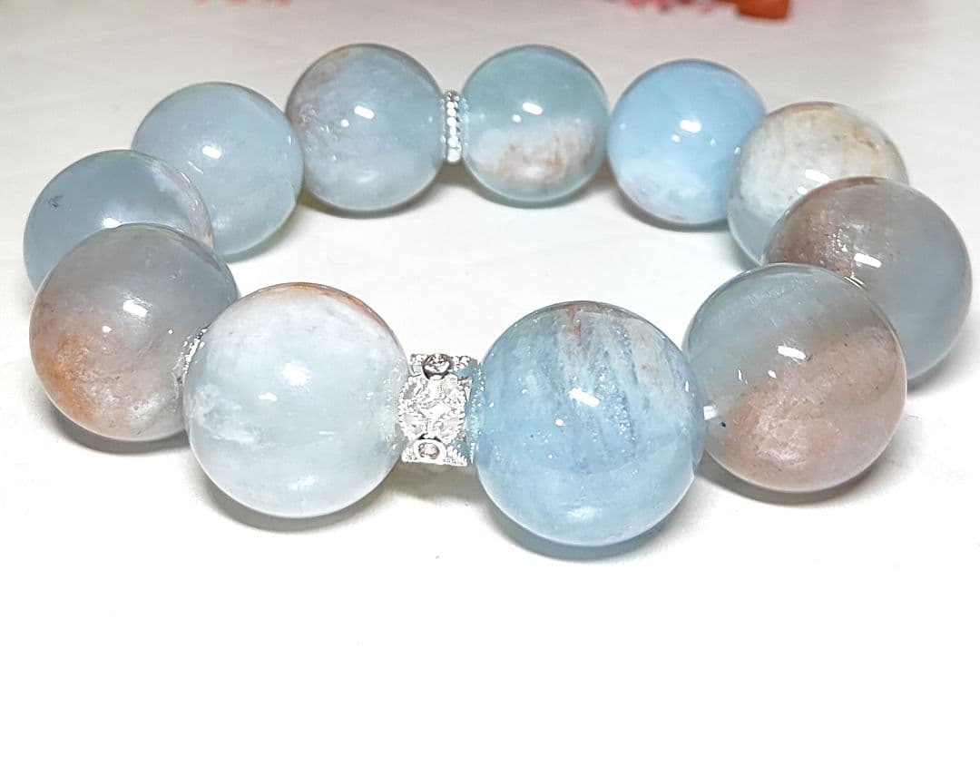 母岩付　アクアマリン　マトリックスアクアマリン　ブレスレット