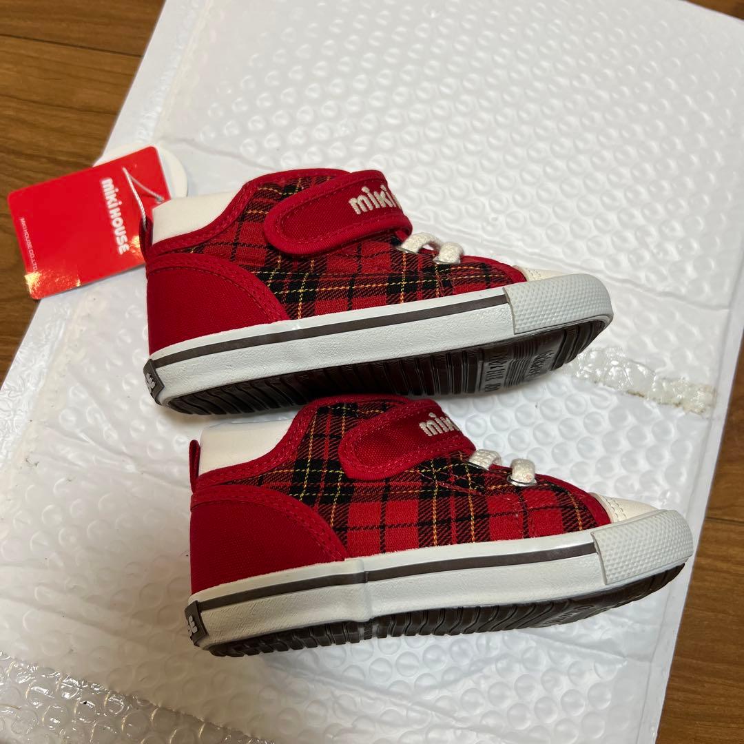 ミキハウス♡チェック♡スニーカー♡赤14.0cm