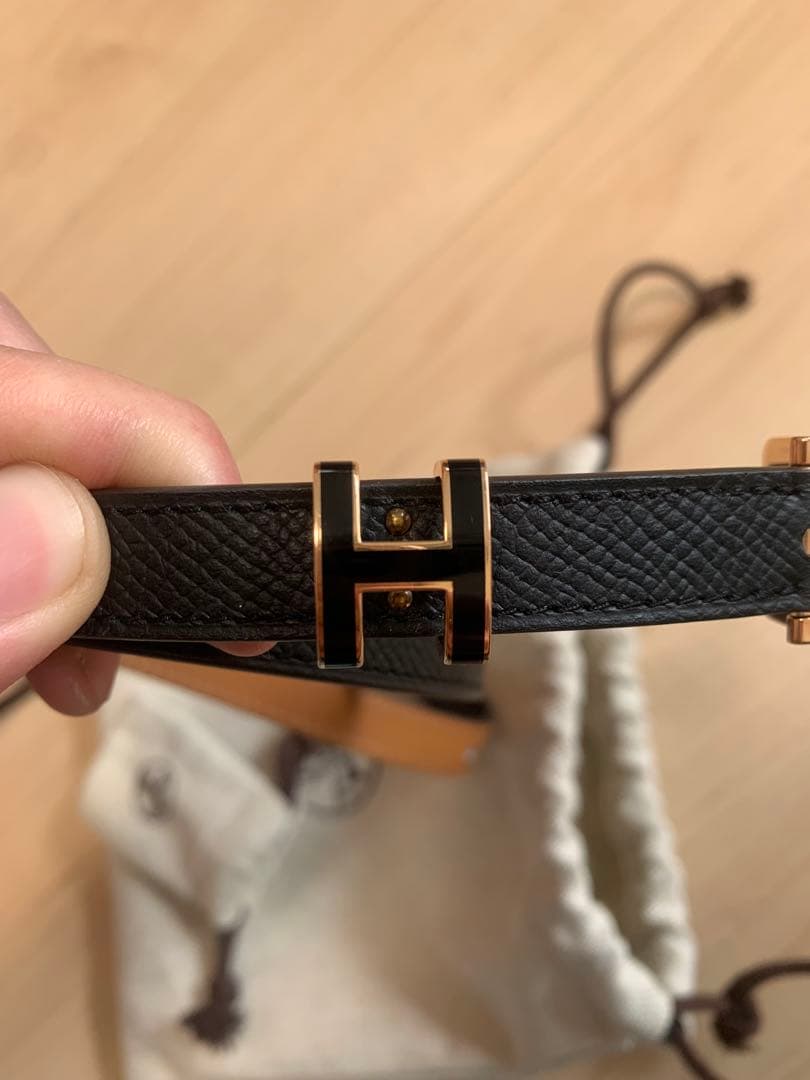 極美品HERMES エルメス　ベルトポップＨ　ブラック／ゴールド ピンクゴールド