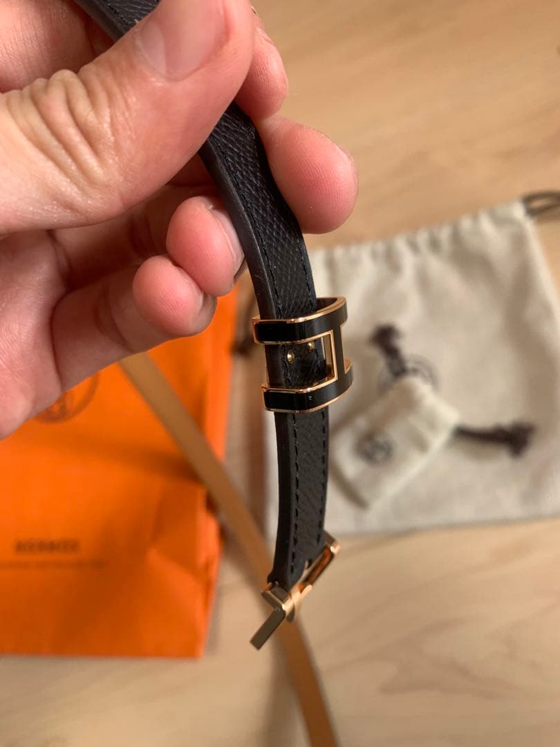 極美品HERMES エルメス　ベルトポップＨ　ブラック／ゴールド ピンクゴールド