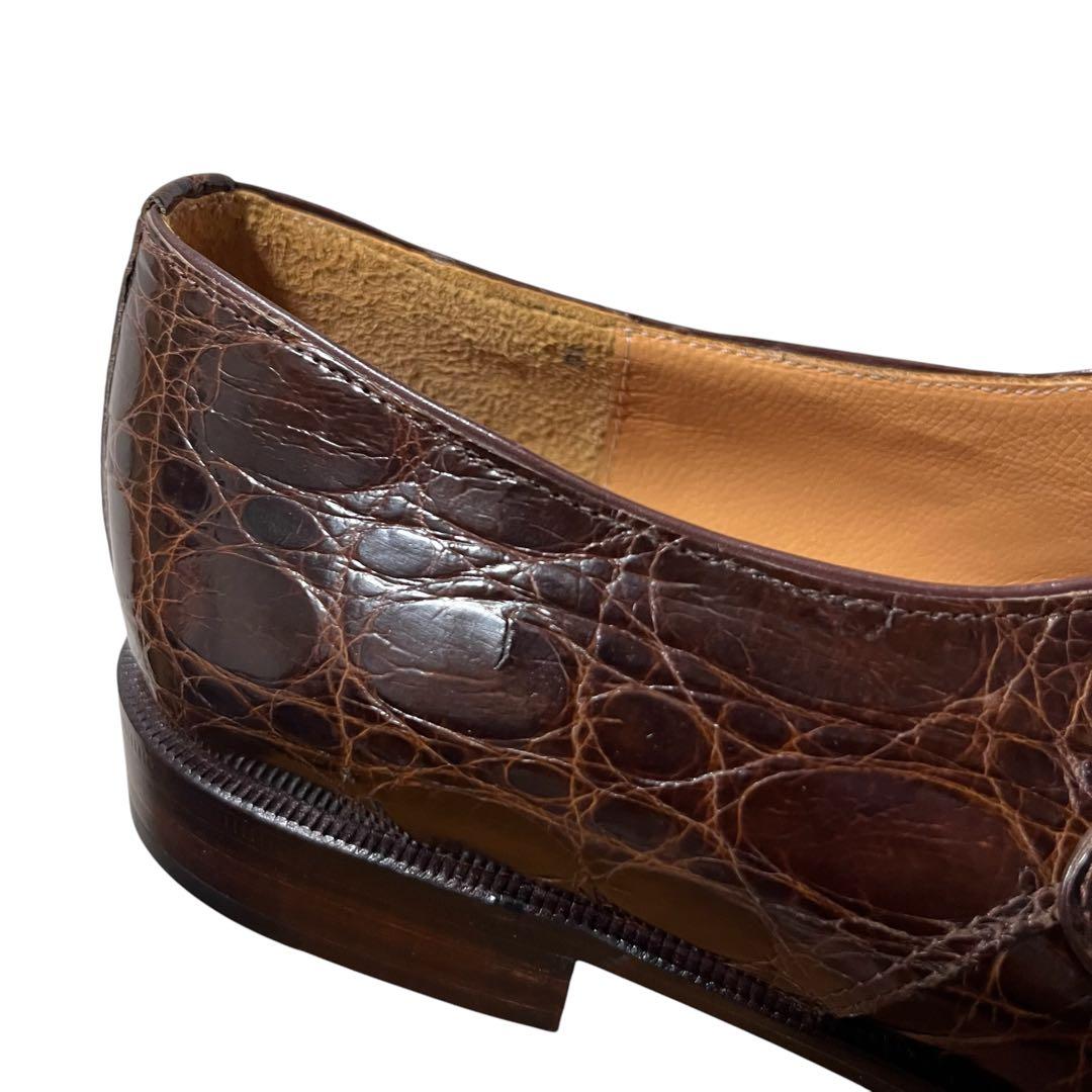 フルーツモンキー ほぼ未使用 クロコダイル シングルモンク シューズ 23