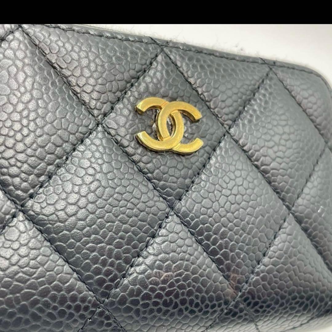 シャネル　マトラッセ　ケース　クラシック　ブラック　キャビアスキン