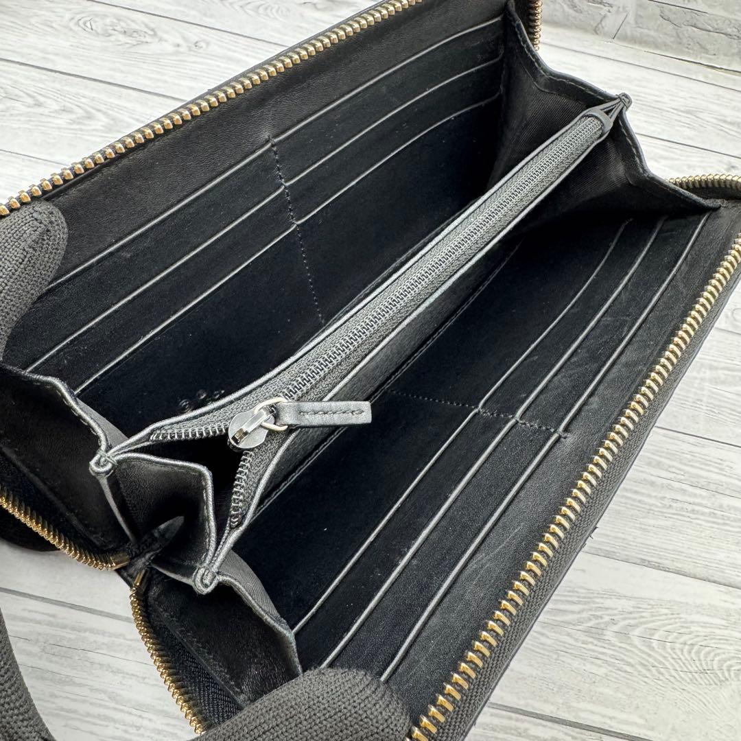 【美品】GUCCI　マイクロシマ　ラウンドファスナー　長財布　ブラック　レザー