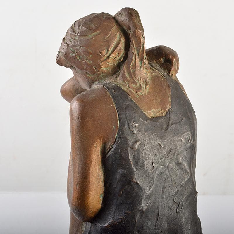 山本眞輔作 ブロンズ像 女性像 新しい暦 約3kg 証付 共箱 U R7249B