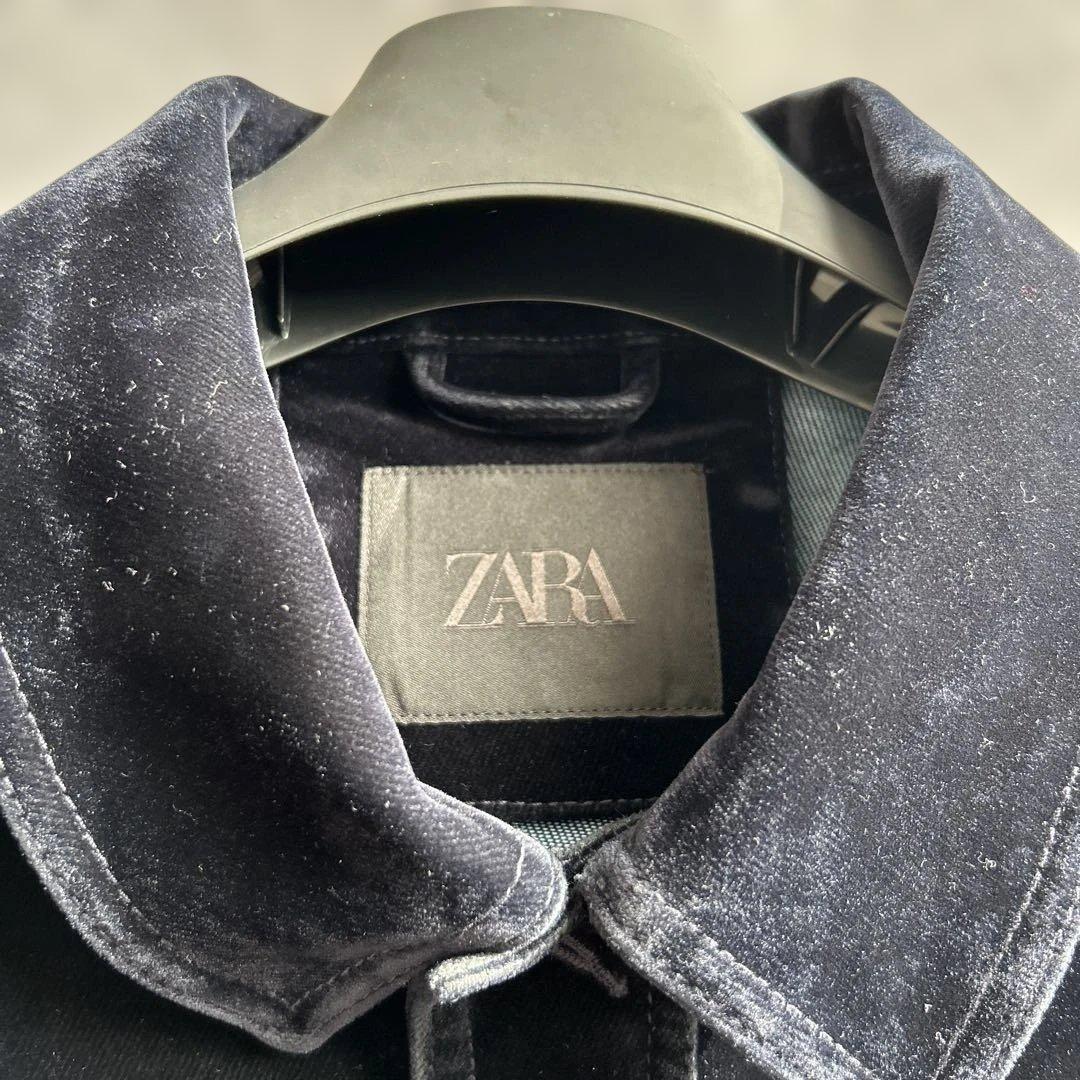 ZARA zara ザラ　ベロア　ジャケット　上着　XL ネイビー　上質