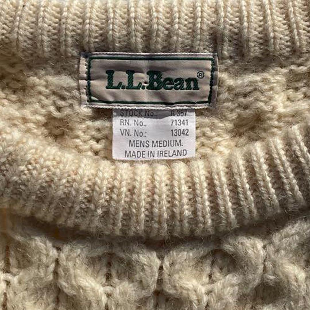 【80s】Ireland製 L.L.Bean フィッシャーマンニット ナチュラル