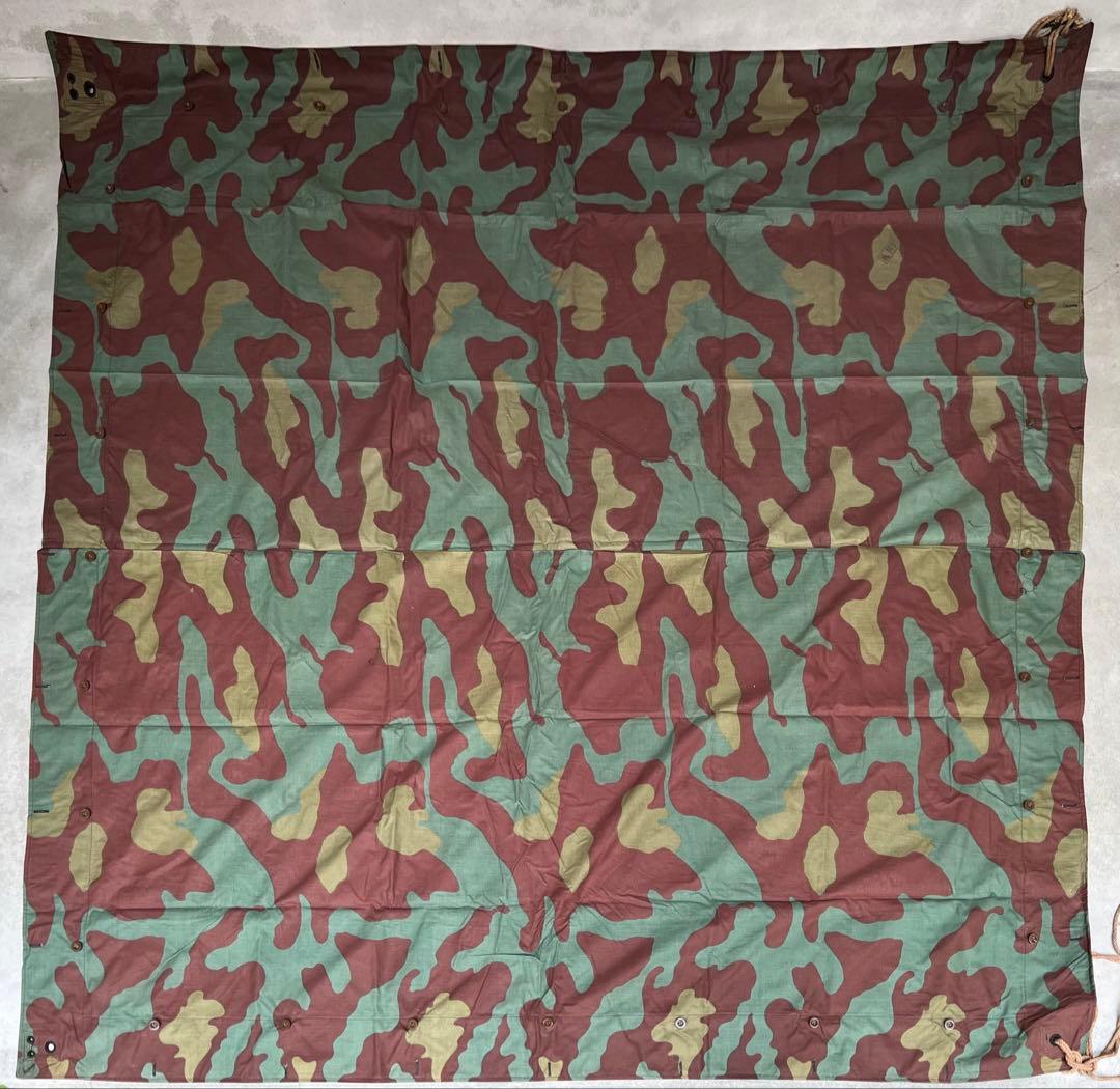 ②1950年 デッドストック イタリア軍幕 タープ テント サンマルコ迷彩 実物