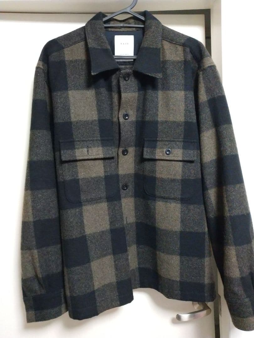 KAJA ウールバッファローチェックCPOジャケット サイズ2 カーキ OVY