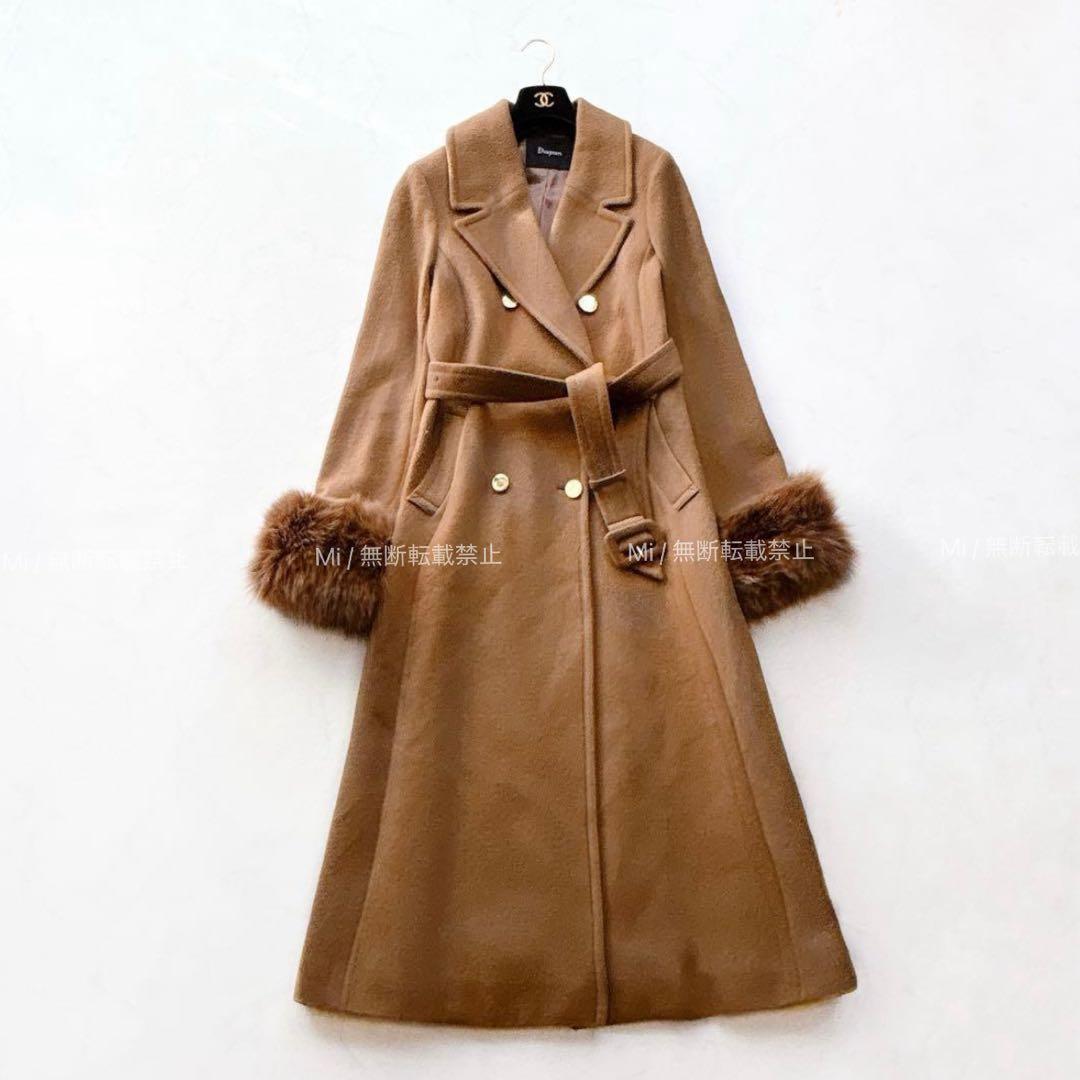 Diagram】ダブルロングコート フォックスファー ダブルブレスト 36