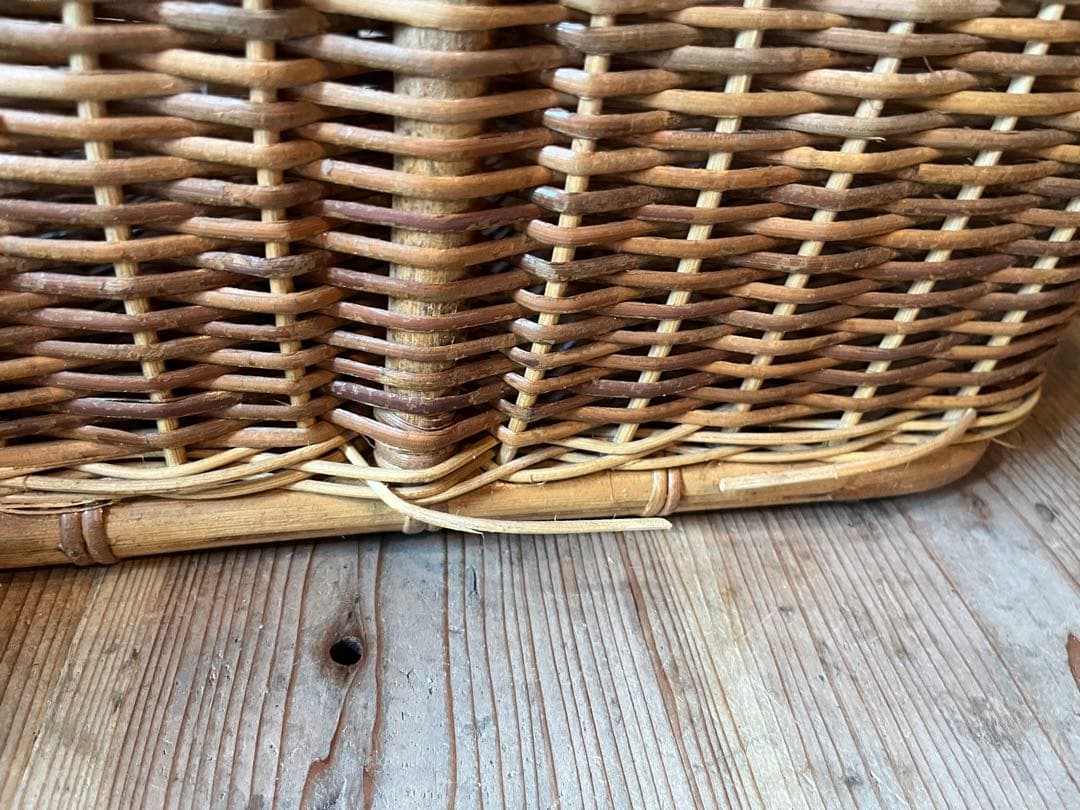 籐 ラタン かご バスケット 大小 セット 昭和レトロ 当時物 インテリア 収納