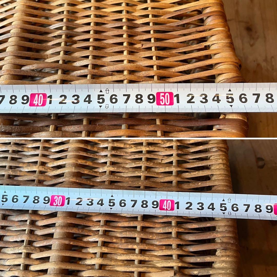 籐 ラタン かご バスケット 大小 セット 昭和レトロ 当時物 インテリア 収納