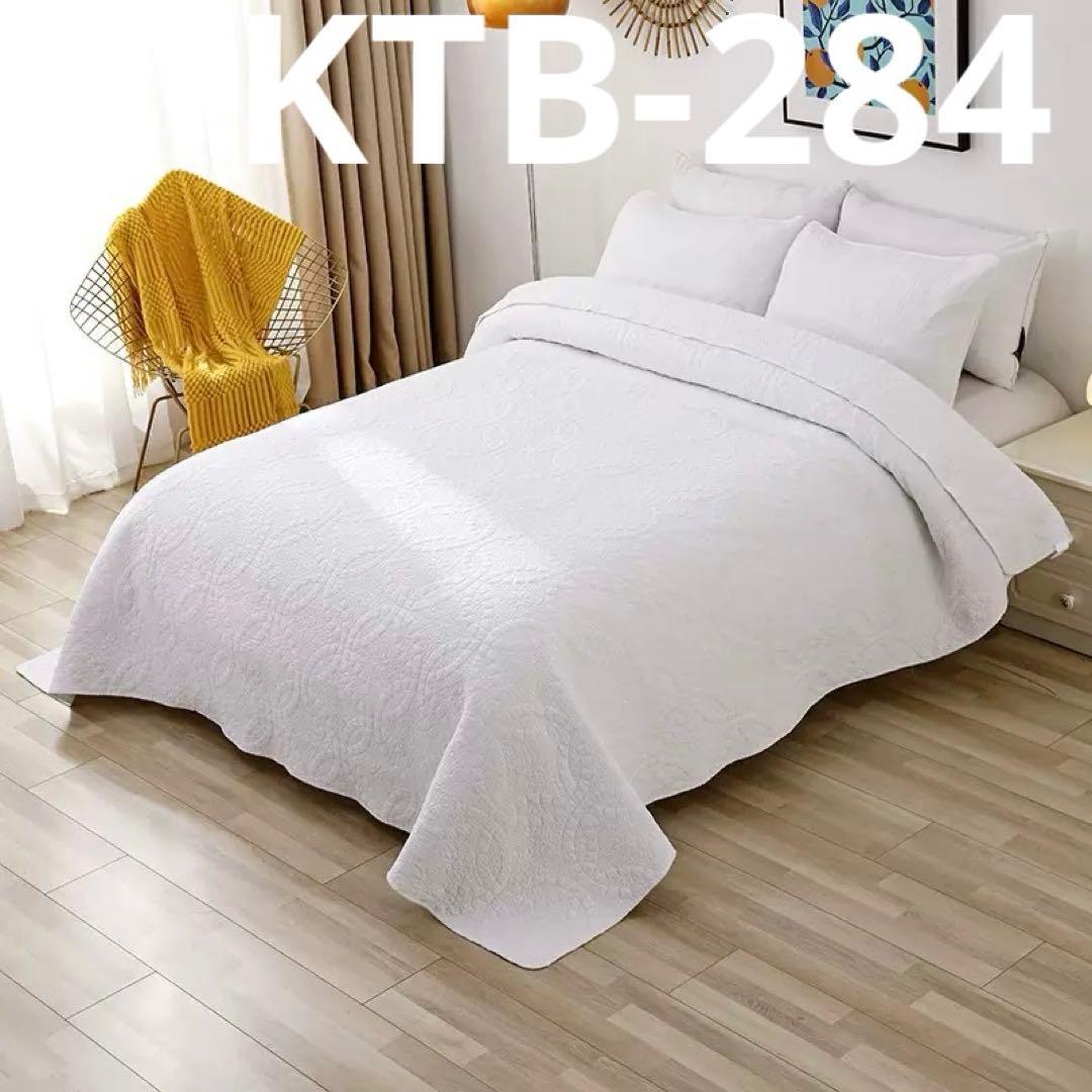 キルトベッドカバー3点セット綿マルチカバー キルティング 164白