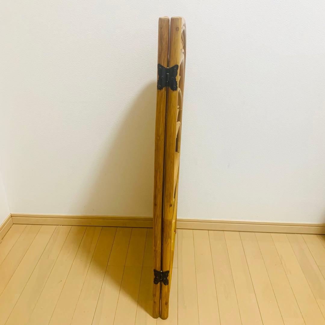 【希少】 籐 ラタン ロータイプ パーテーション 2連 折りたたみ 衝立 アーチ