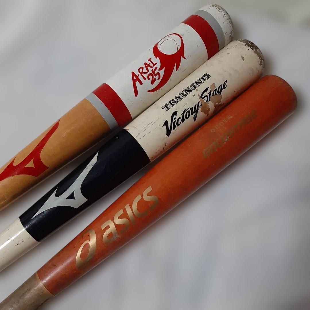 3本◇木製バット◇ミズノ新井モデル・ビクトリーステージasicsゴールド