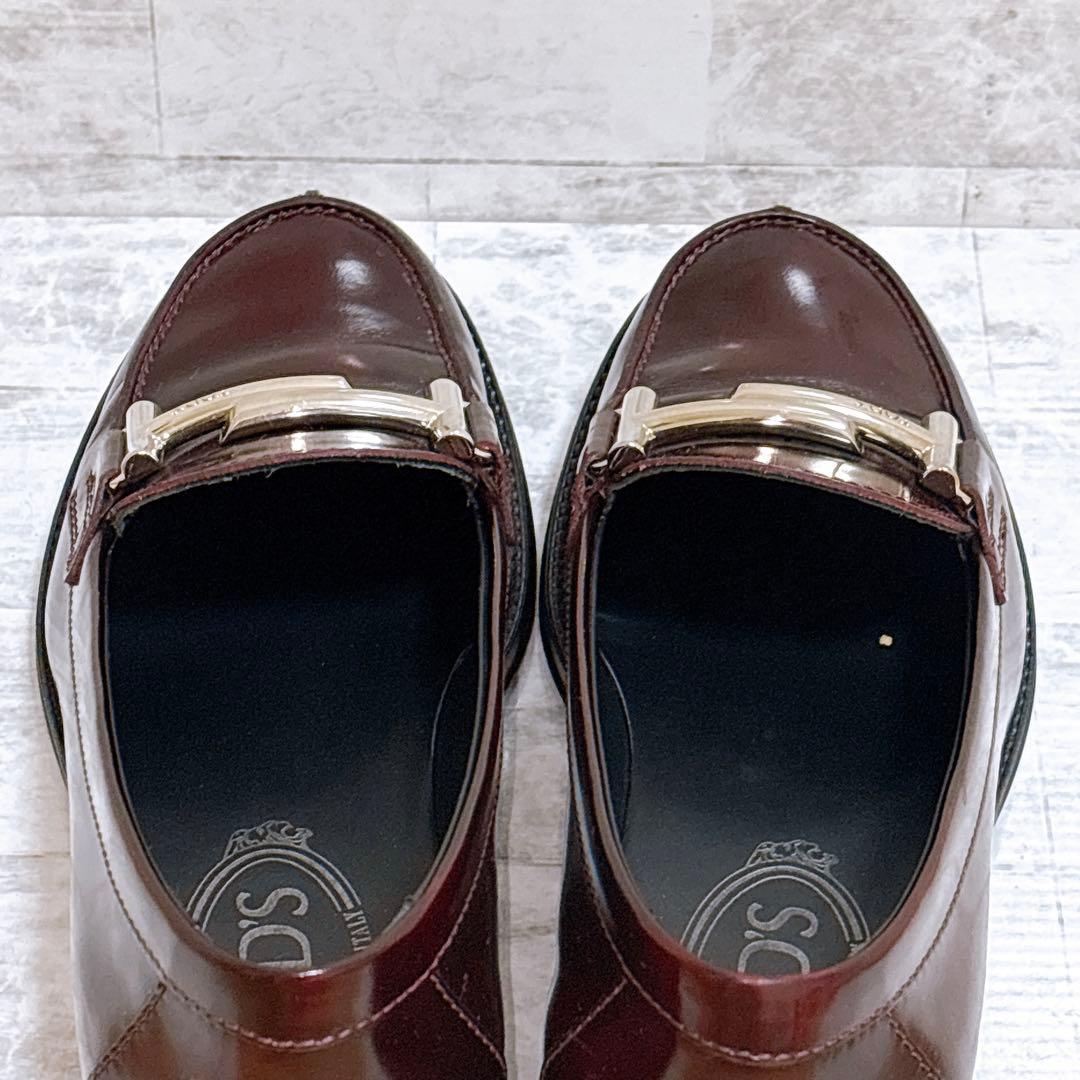 極美品✨トッズ ダブルT ローファー 35.5 22.5cm シルバー金具 濃茶