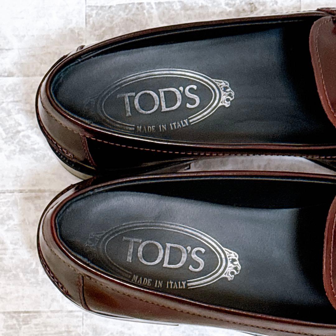 極美品✨トッズ ダブルT ローファー 35.5 22.5cm シルバー金具 濃茶