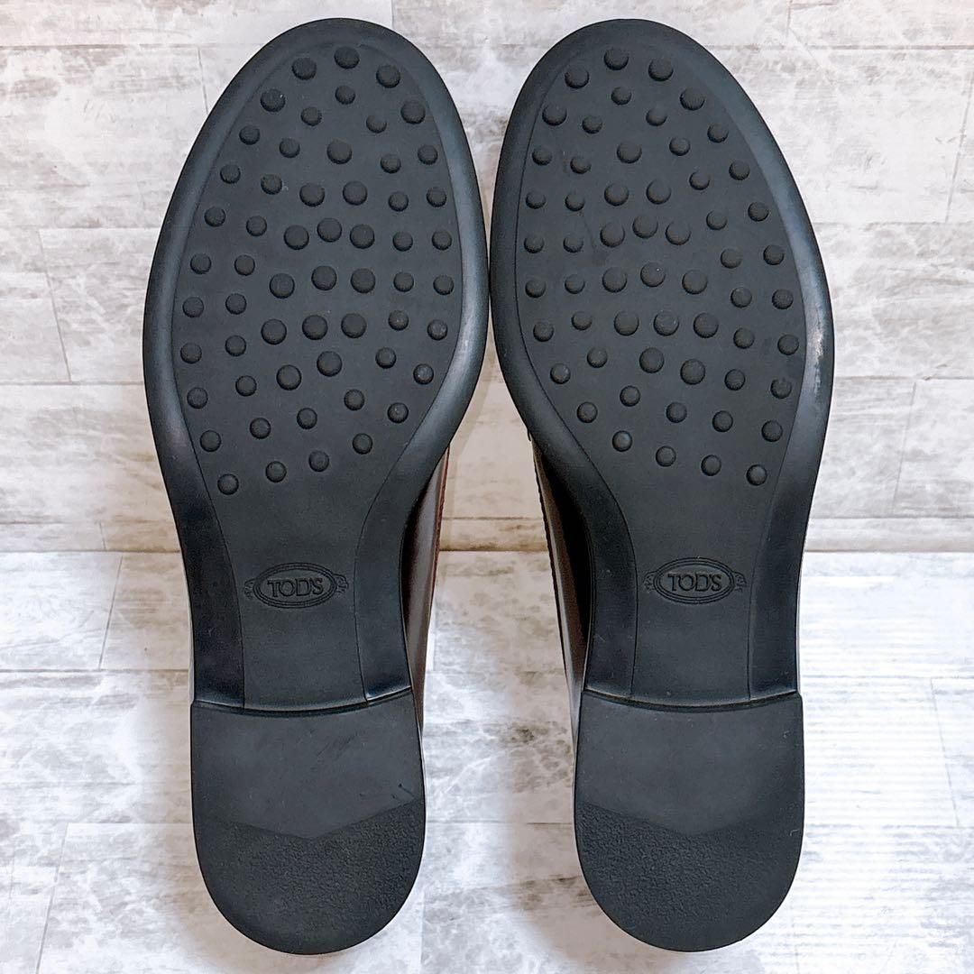 極美品✨トッズ ダブルT ローファー 35.5 22.5cm シルバー金具 濃茶