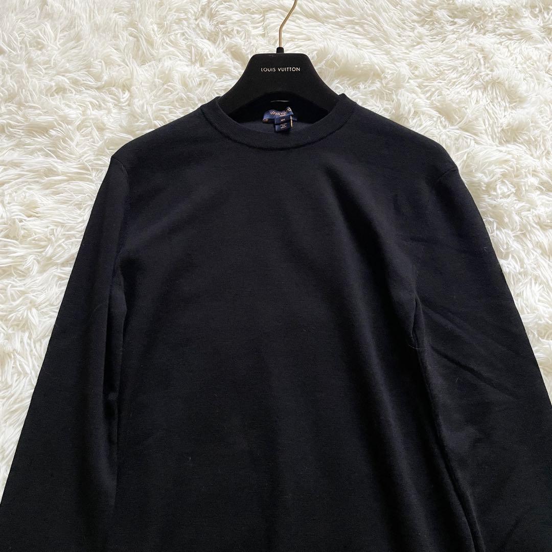 極美品　現行　ルイヴィトン　ウール　ニットワンピース　花柄　レース　黒　XS