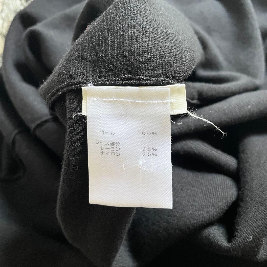 極美品　現行　ルイヴィトン　ウール　ニットワンピース　花柄　レース　黒　XS