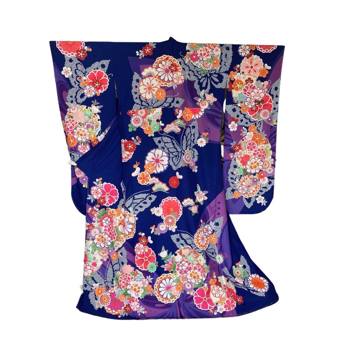 美品★キスミス★振袖★玉城ティナ×キスミス振袖★蝶々★花★青系★成人式★卒業式