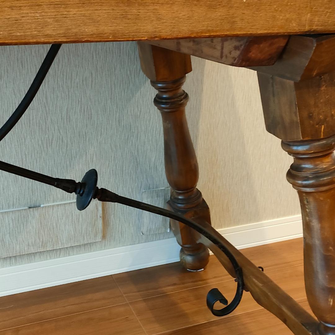 アンティークテーブル　ダイニング　ヨーロピアン　アイアン　天然木