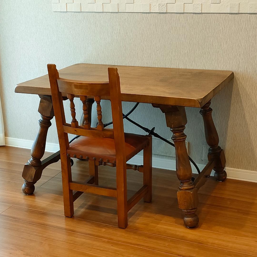 アンティークテーブル　ダイニング　ヨーロピアン　アイアン　天然木