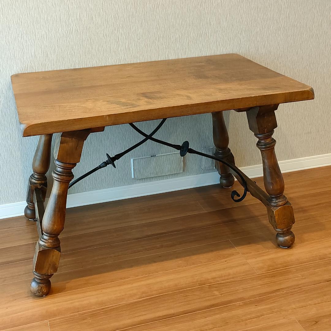 アンティークテーブル　ダイニング　ヨーロピアン　アイアン　天然木