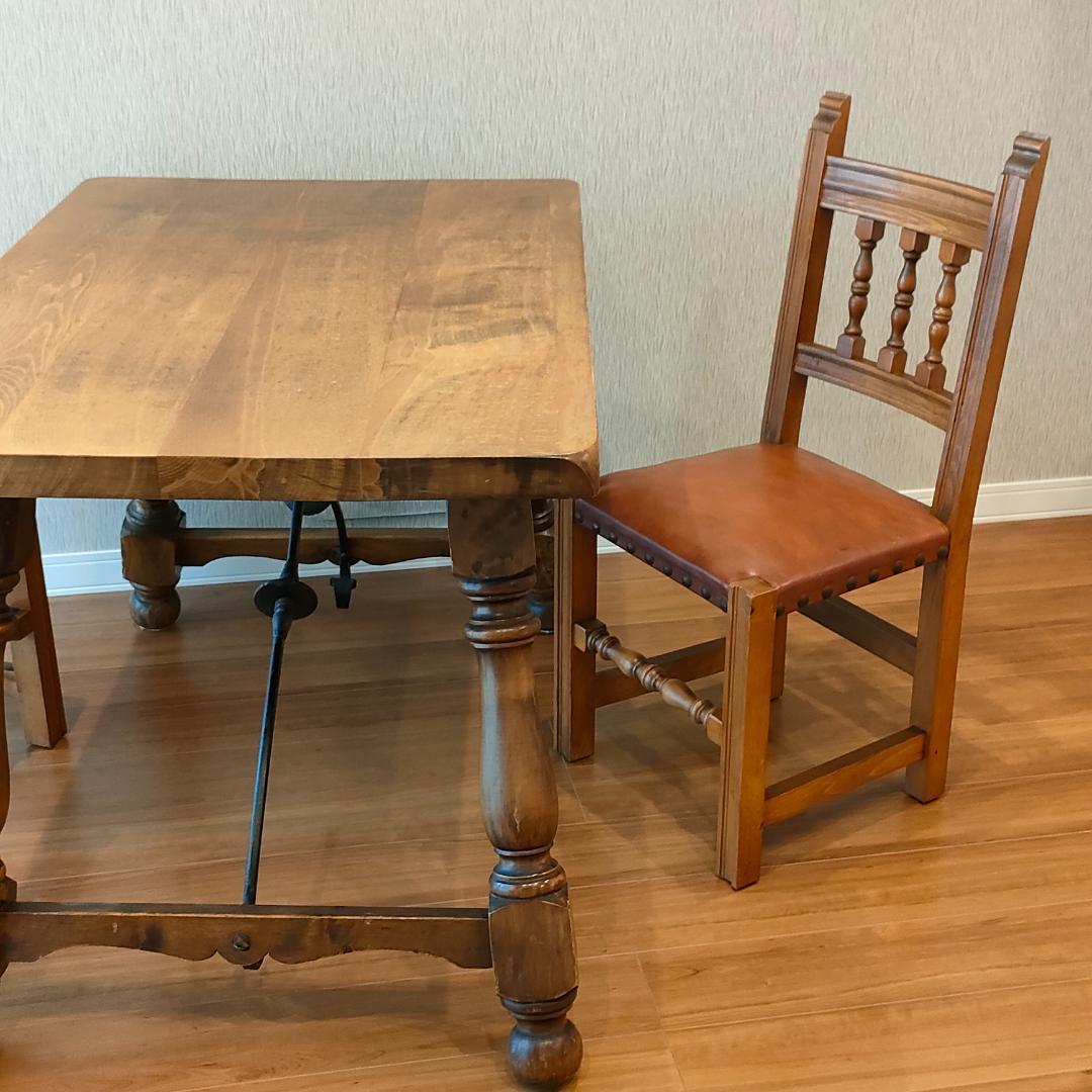 アンティークテーブル　ダイニング　ヨーロピアン　アイアン　天然木