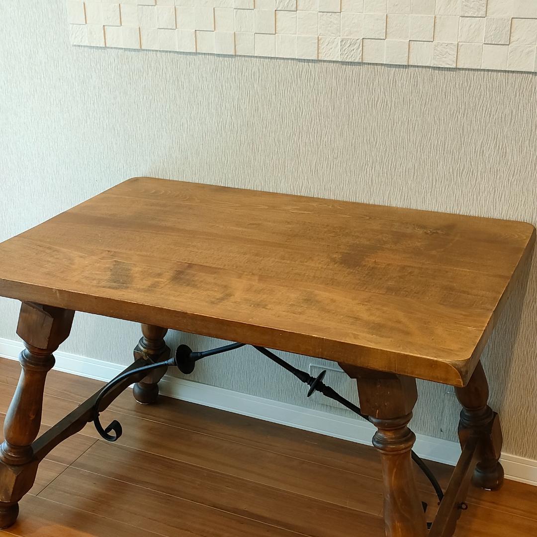 アンティークテーブル　ダイニング　ヨーロピアン　アイアン　天然木