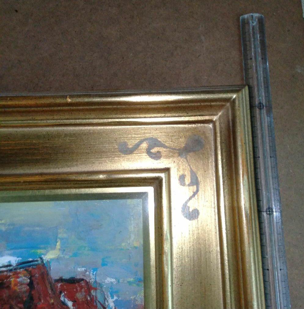 安井賞画家 矢野欣二 「大山」 風景画 ゴールドフレーム木製額縁