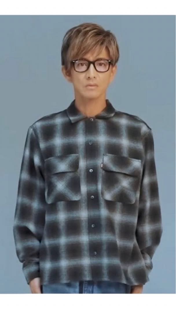 キムタク着 同型同色 私物 ハイアンドシーク ウール チェックシャツ M