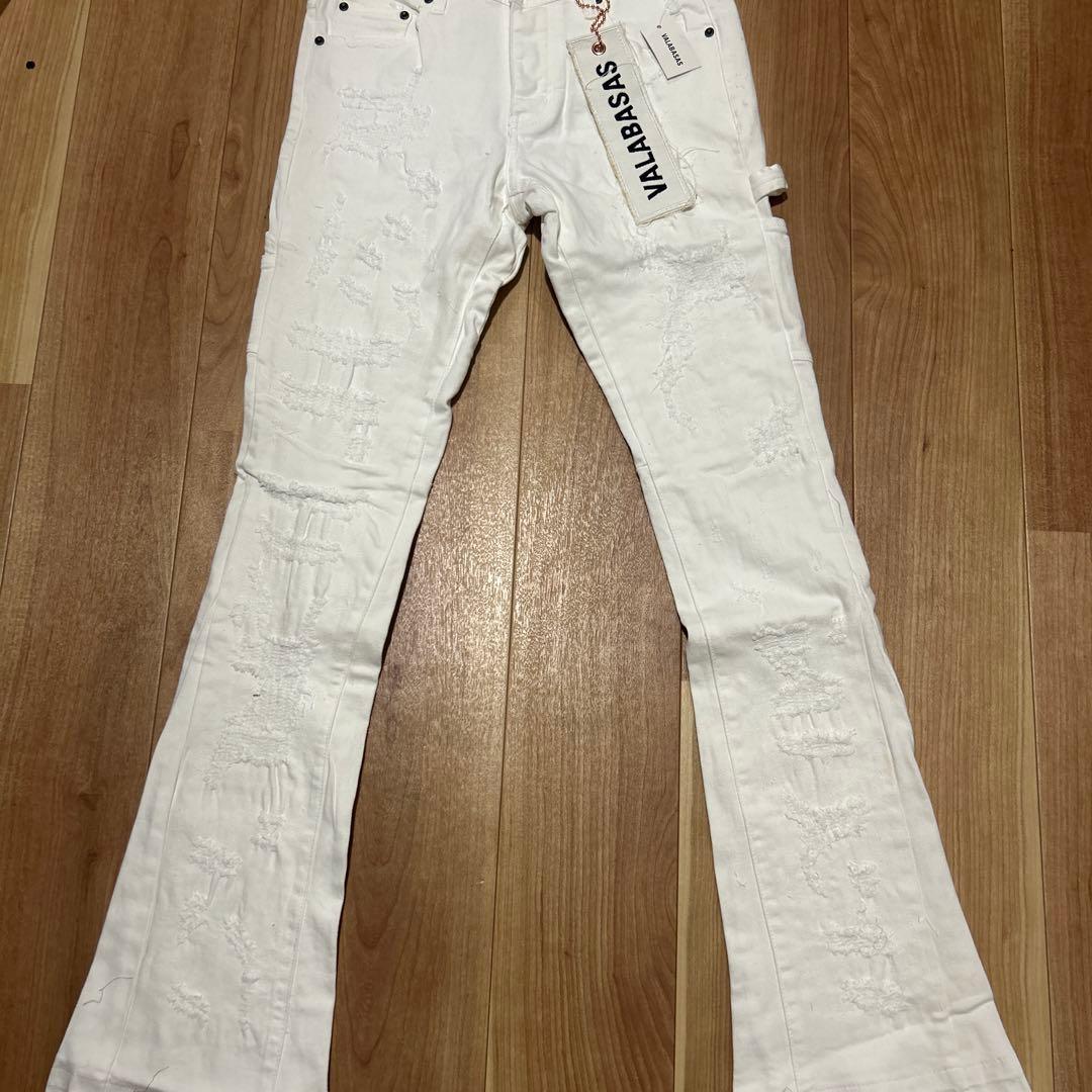 valabasas【新品未使用】ホワイトクラッシュフレアデニム 30-ブランド