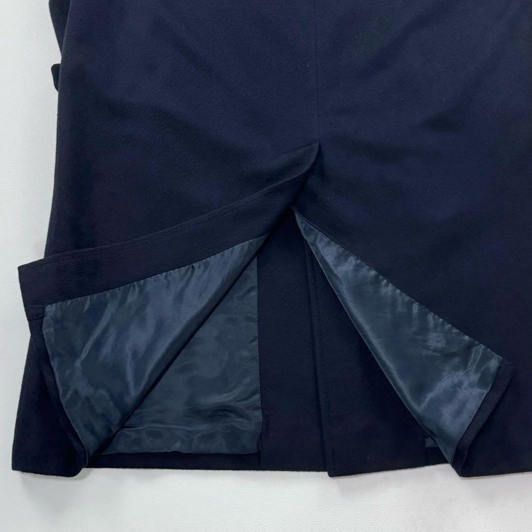 アクアスキュータム カシミヤ100 ステンカラーコート ロング丈 イギリス製 紺