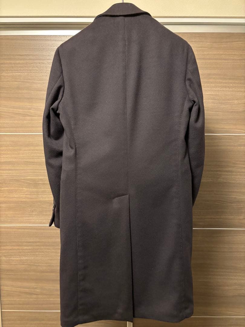 美品・44】LARDINI チェスターコートネイビー メルトン ウール100%