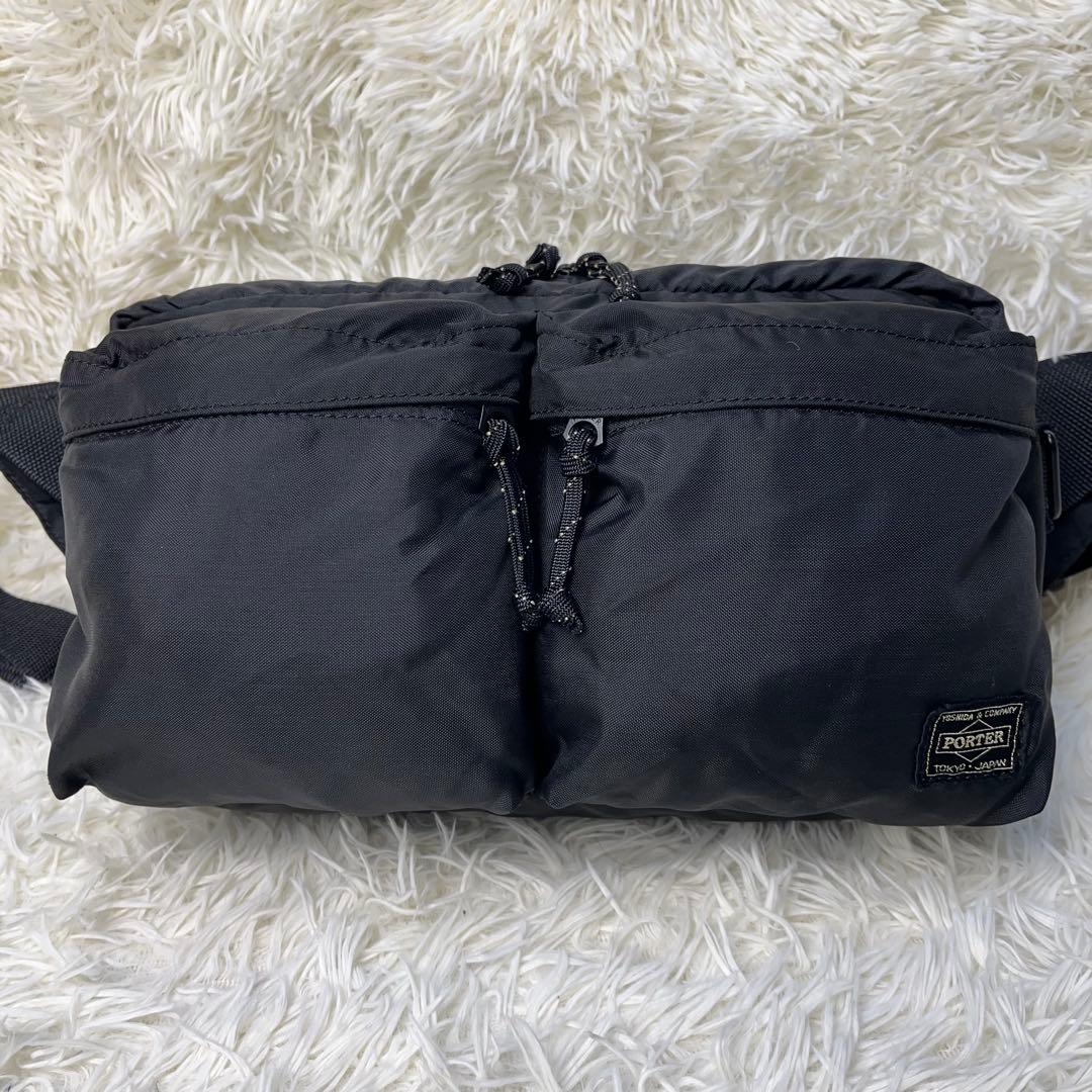 【美品】PORTER フォース ボディバッグ 2way ブラック ユニセックス