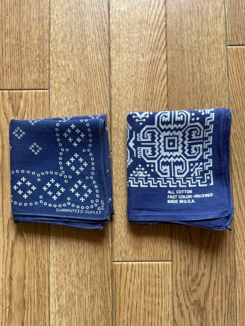 希少 2枚セット GUARANTEED DUPLEX ネイビー バンダナ ドット