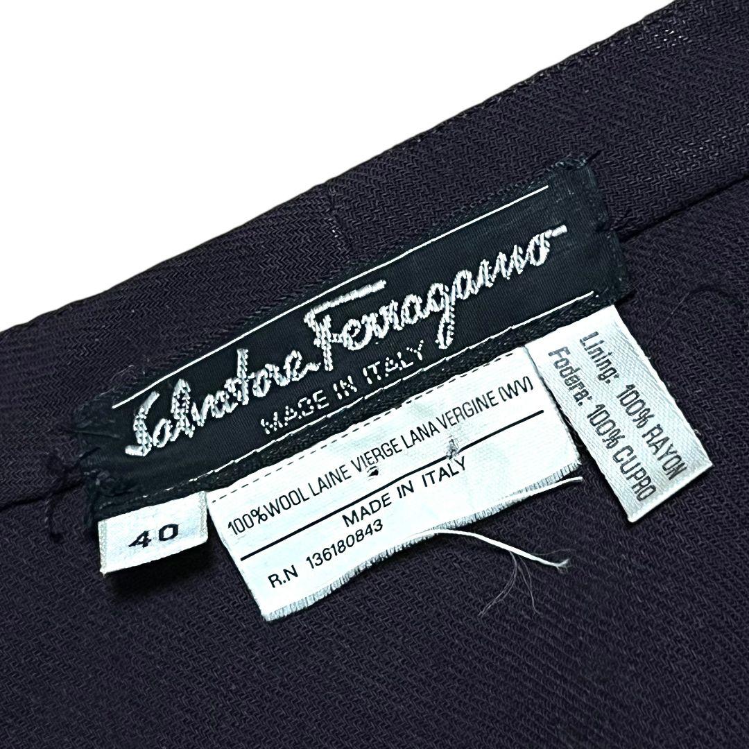 【金ボタン】【L】Salvatore Ferragamo プリーツ ワンピース