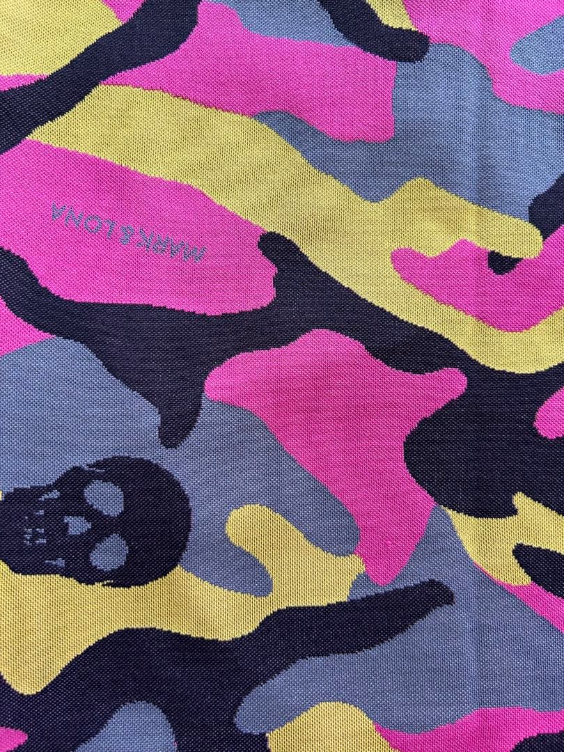 MARK&LONAマークアンドロナスカル カモフラポロシャツ ピンクレディースS