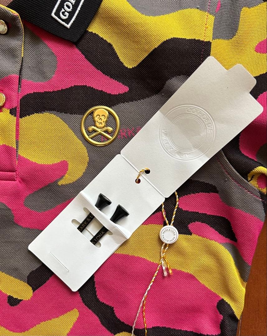 MARK&LONAマークアンドロナスカル カモフラポロシャツ ピンクレディースS