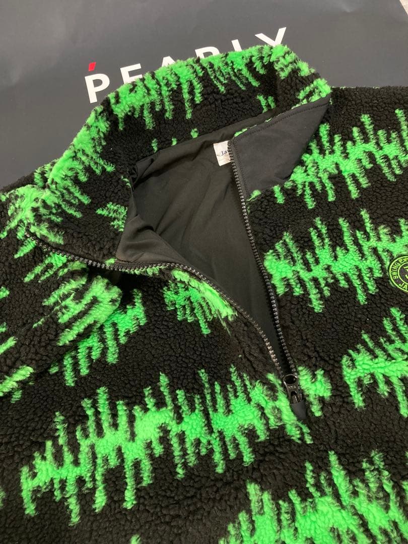 新品 パーリーゲイツ ジャックバニー 先染めボア プルオーバー(5)サイズL/緑