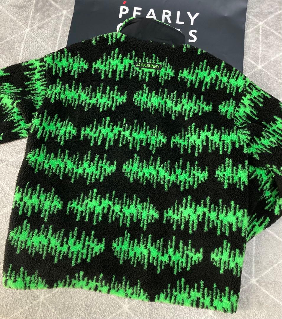 新品 パーリーゲイツ ジャックバニー 先染めボア プルオーバー(5)サイズL/緑
