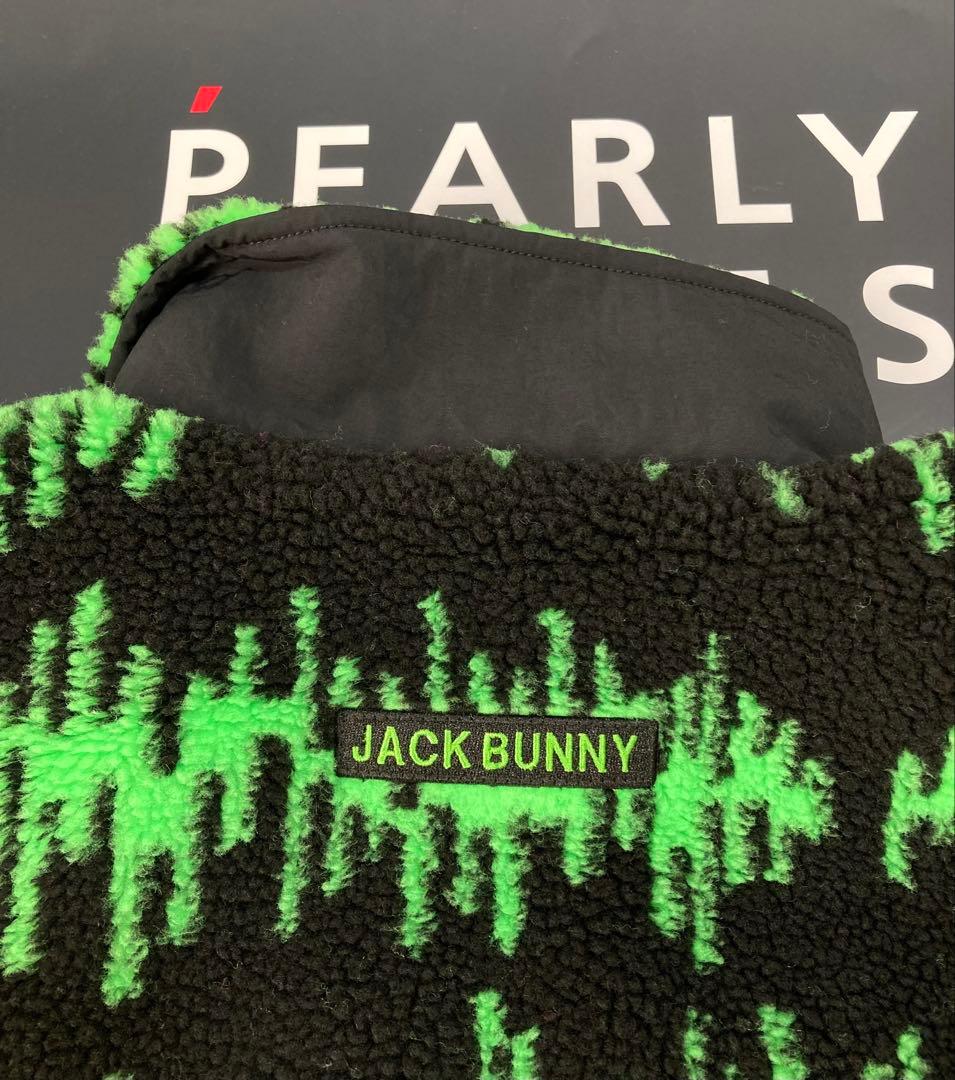 新品 パーリーゲイツ ジャックバニー 先染めボア プルオーバー(5)サイズL/緑