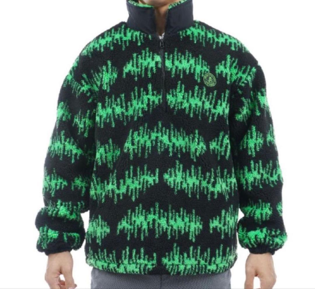 新品 パーリーゲイツ ジャックバニー 先染めボア プルオーバー(5)サイズL/緑