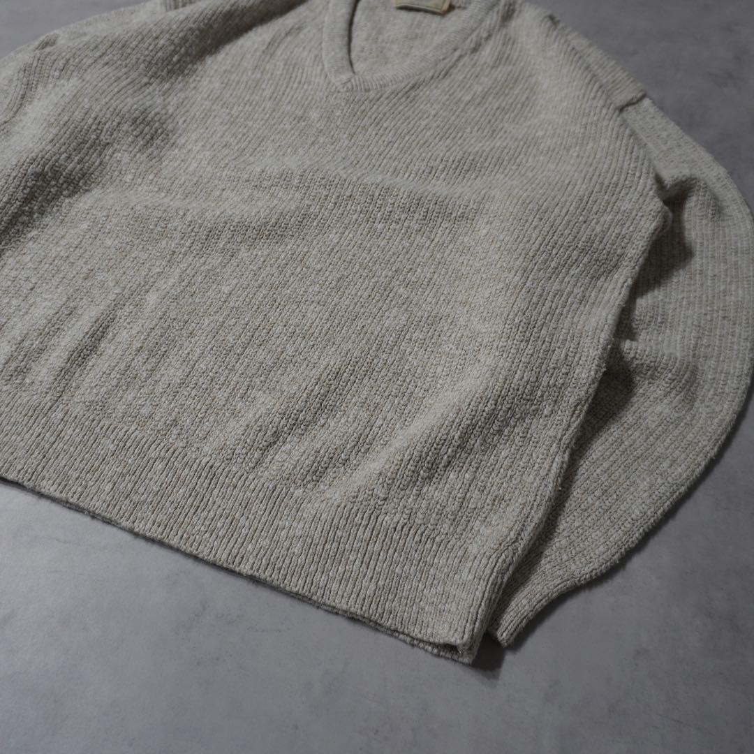【80s】LLBEANエルエルビーン Vネックコットンニット usa製 L