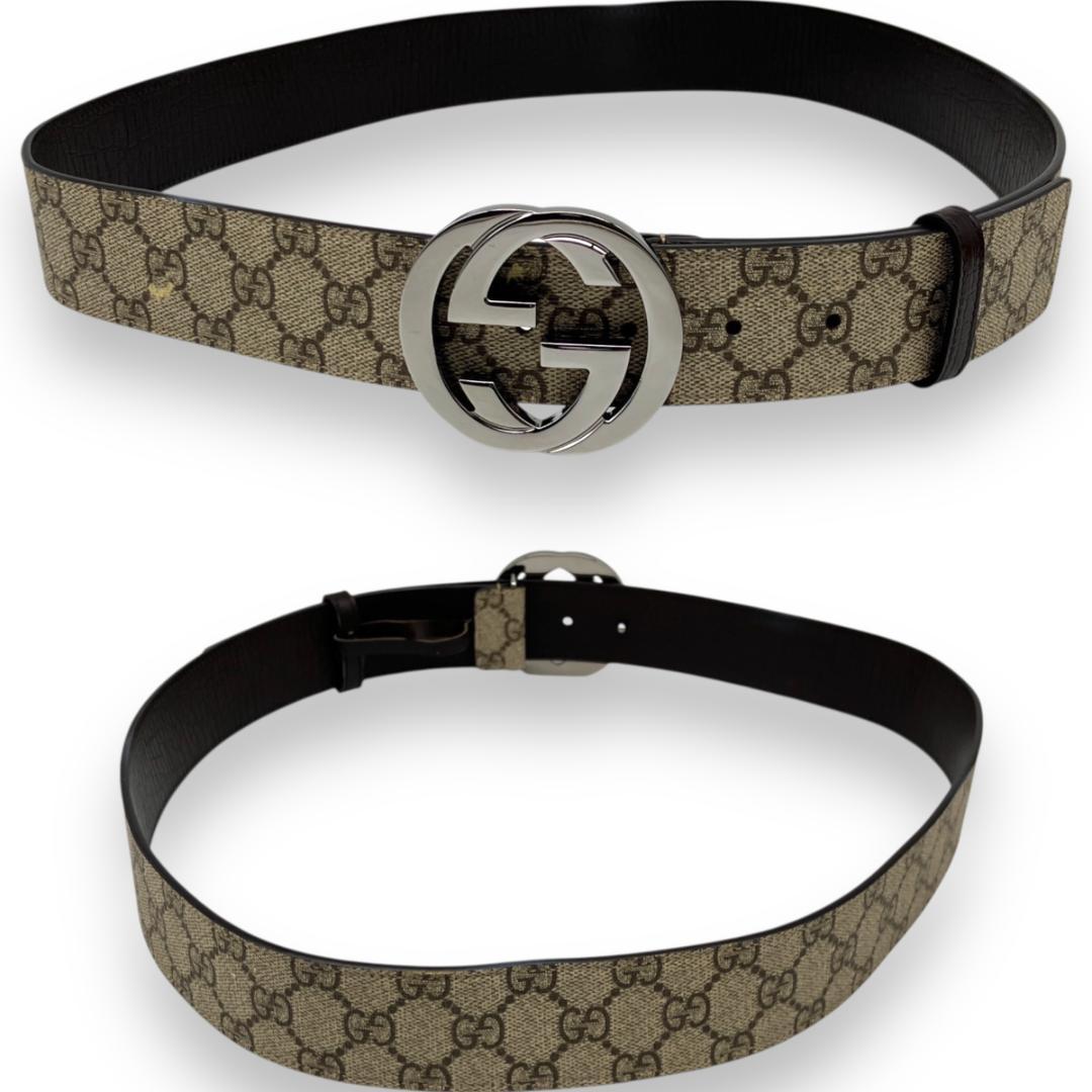 GUCCI グッチ インターロッキング GGスプリーム ベルト シルバー