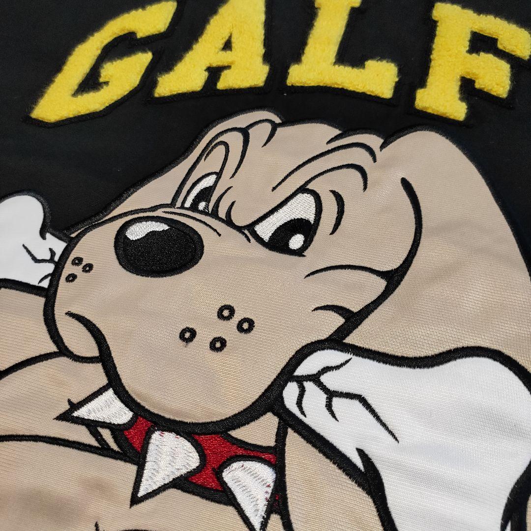 【超人気】GALFY スタジャン 黒✕黄 バックロゴ パイルロゴ リブライン