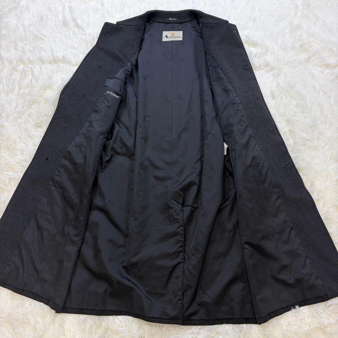 【カシミヤ100%】美品 アクアスキュータム 超ロング ステンカラーコート XL